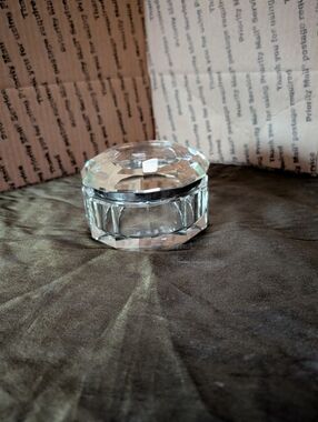 Clear Crystal Glass Trinket Box with Lid